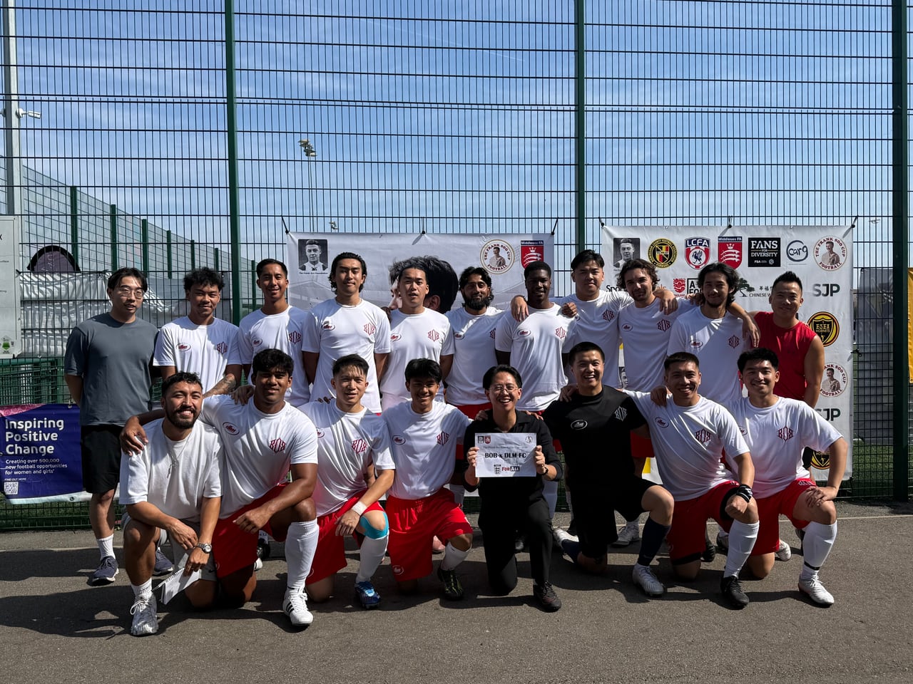 BOB x DLM FC squad together at the 2026 Frank Soo Cup